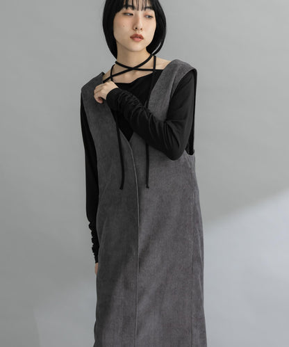 燈芯絨吊帶連衣裙