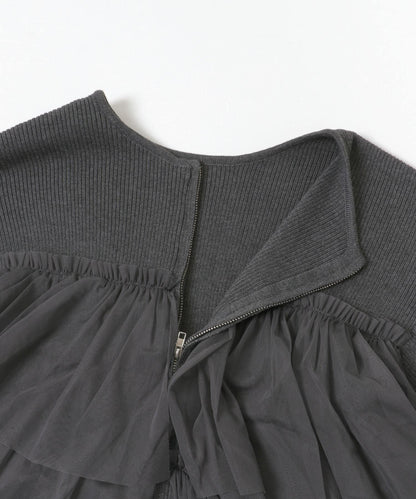 雙拉鍊荷葉邊針織開衫