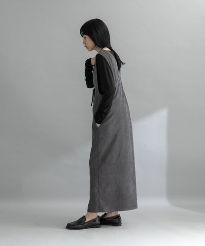 燈芯絨吊帶連衣裙