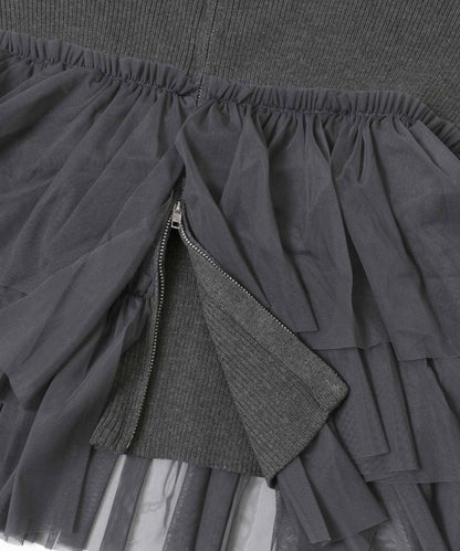 雙拉鍊荷葉邊針織開衫