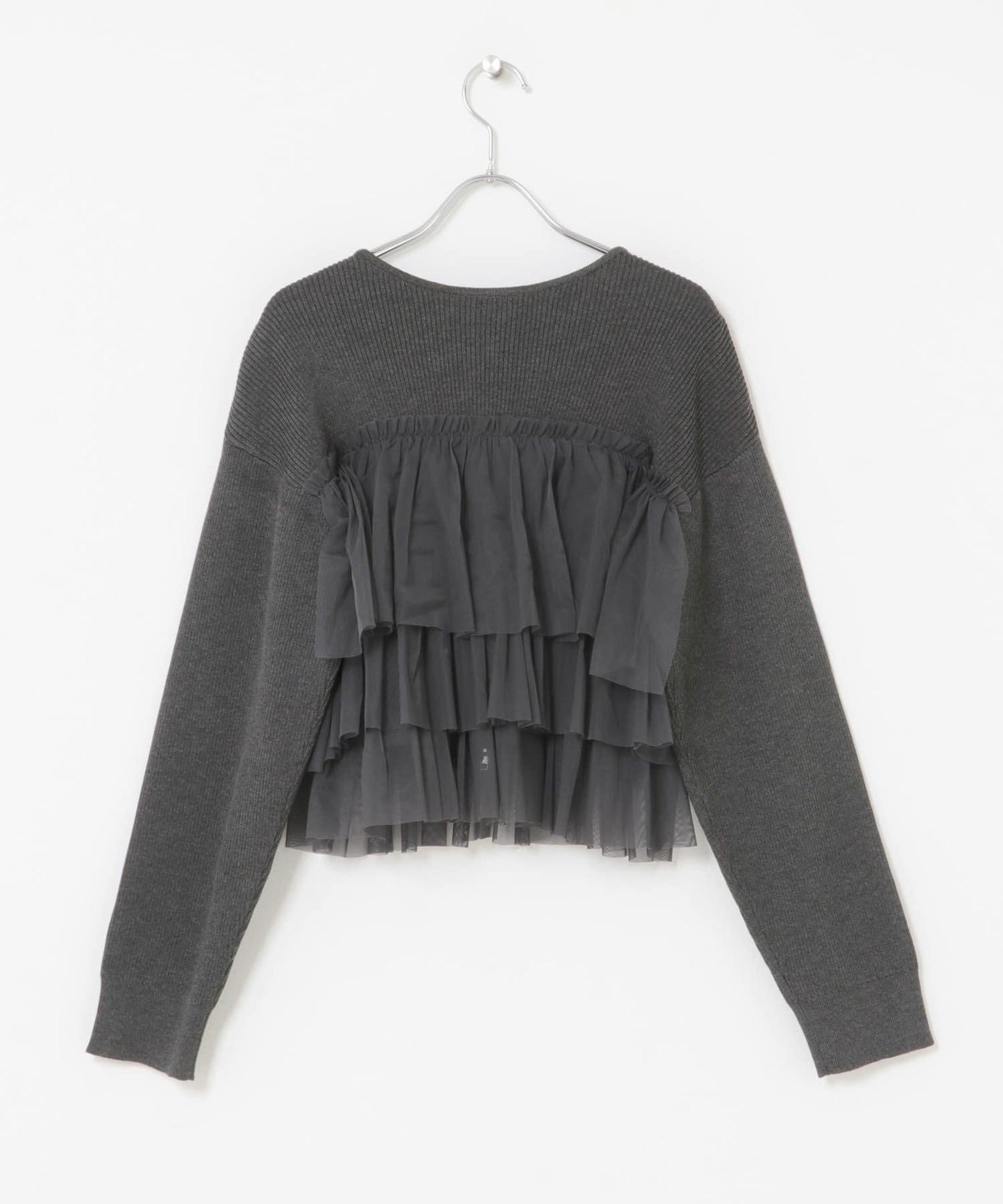 雙拉鍊荷葉邊針織開衫