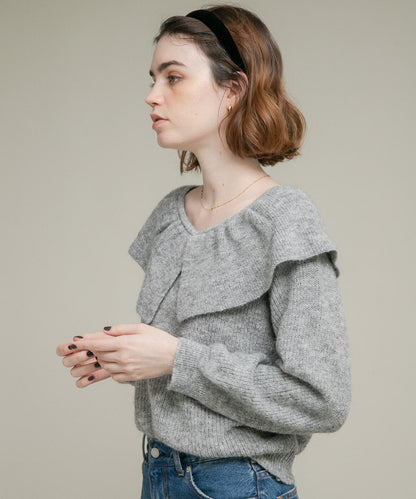 荷葉邊領針織衫