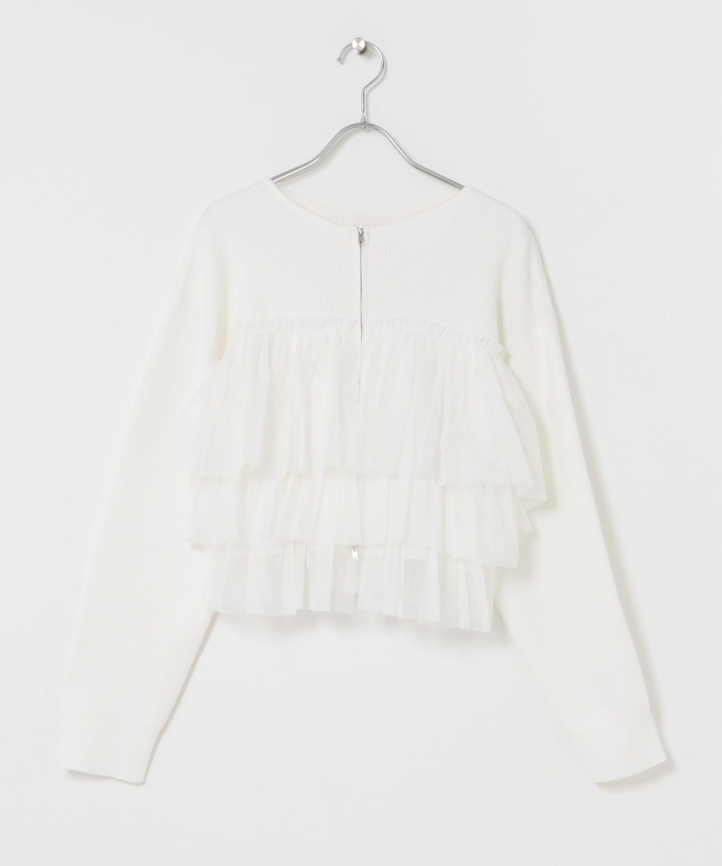 雙拉鍊荷葉邊針織開衫