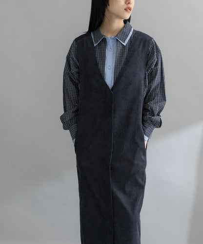 燈芯絨吊帶連衣裙