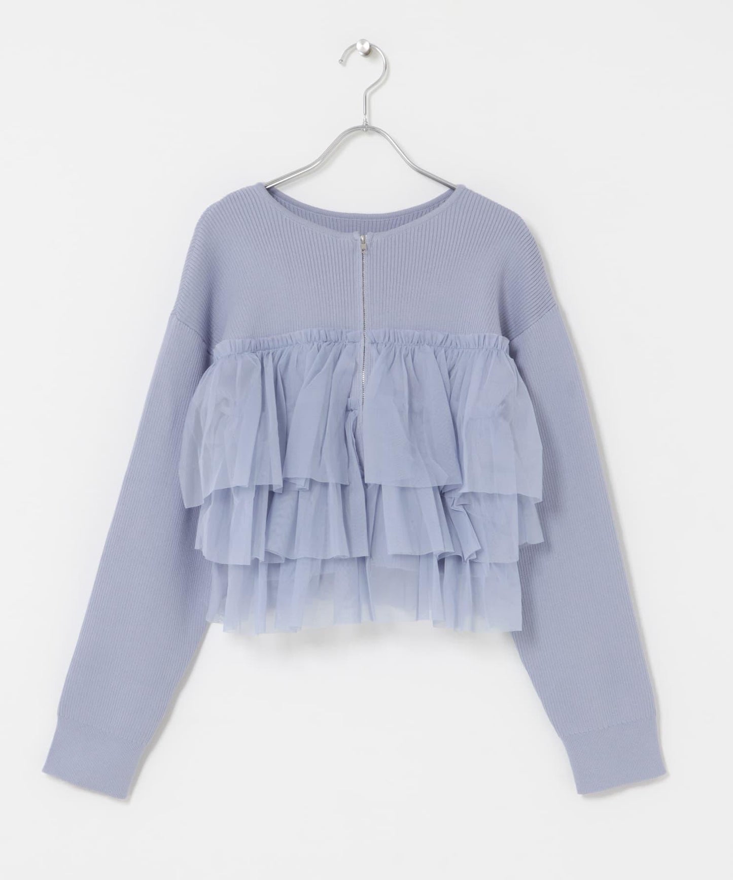 雙拉鍊荷葉邊針織開衫