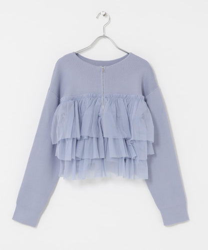 雙拉鍊荷葉邊針織開衫