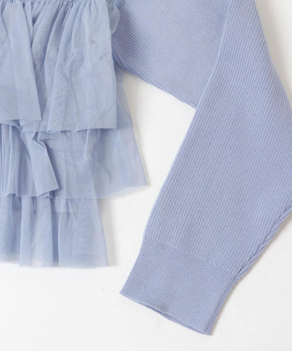 雙拉鍊荷葉邊針織開衫