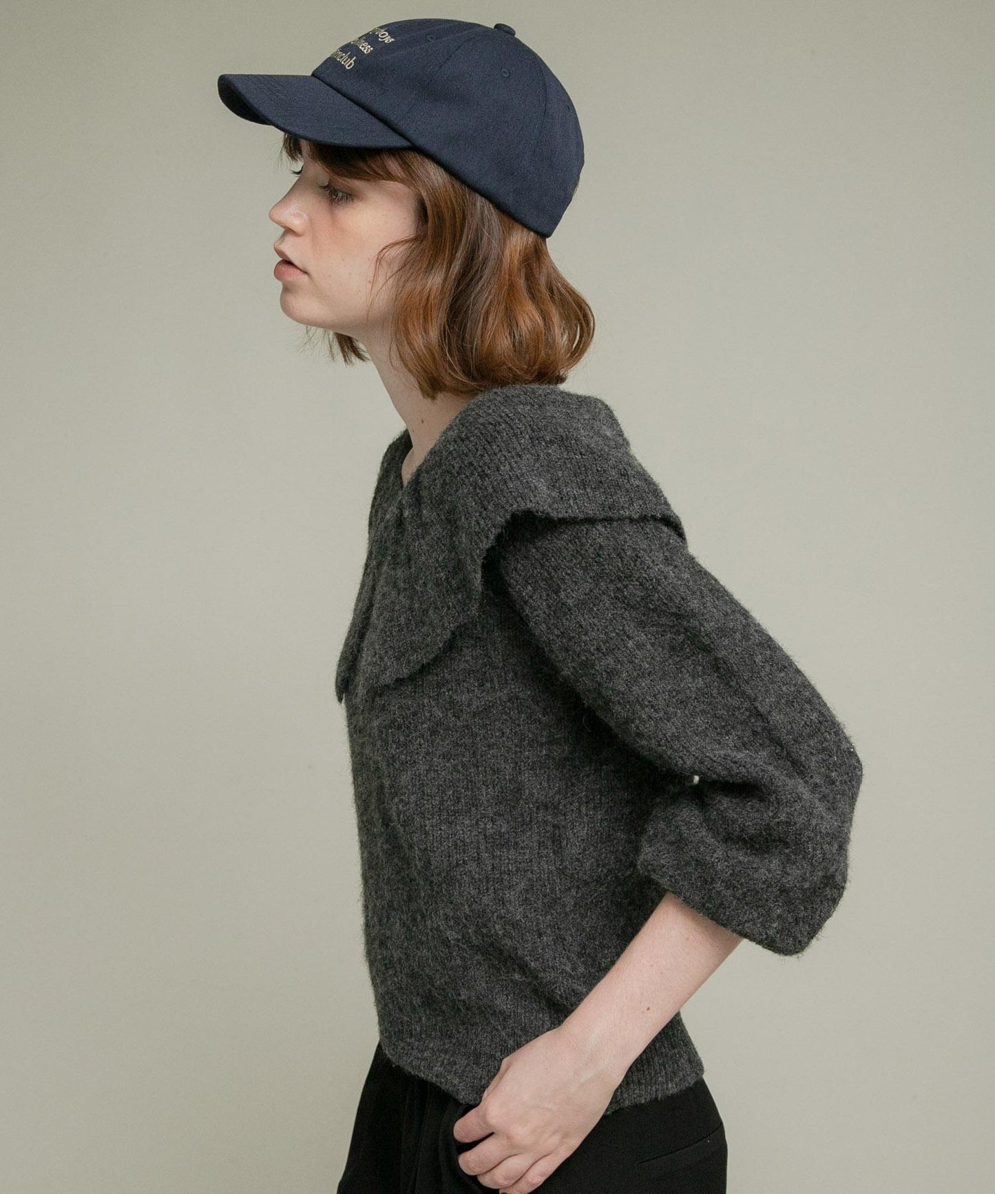 荷葉邊領針織衫