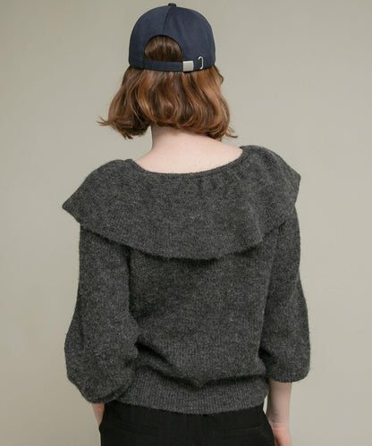 荷葉邊領針織衫