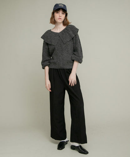 荷葉邊領針織衫