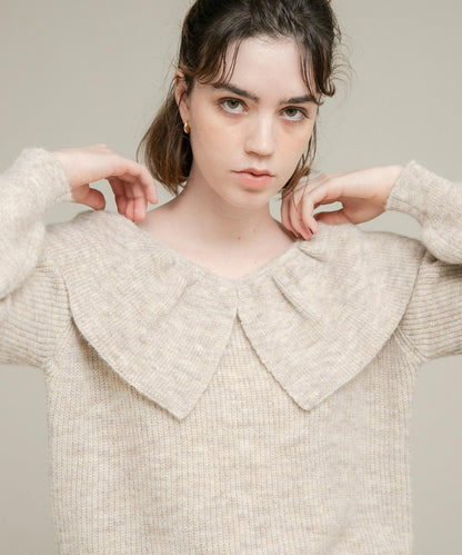 荷葉邊領針織衫