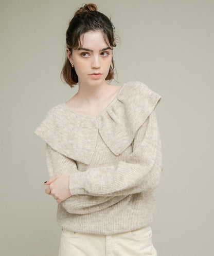 荷葉邊領針織衫