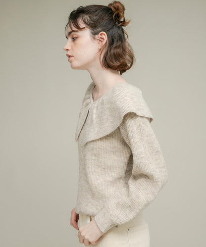 荷葉邊領針織衫