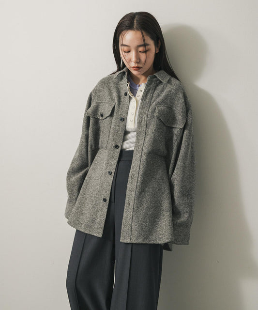 羊毛感寬鬆襯衫