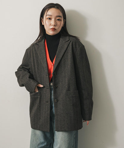 針織羊毛混紡西裝外套