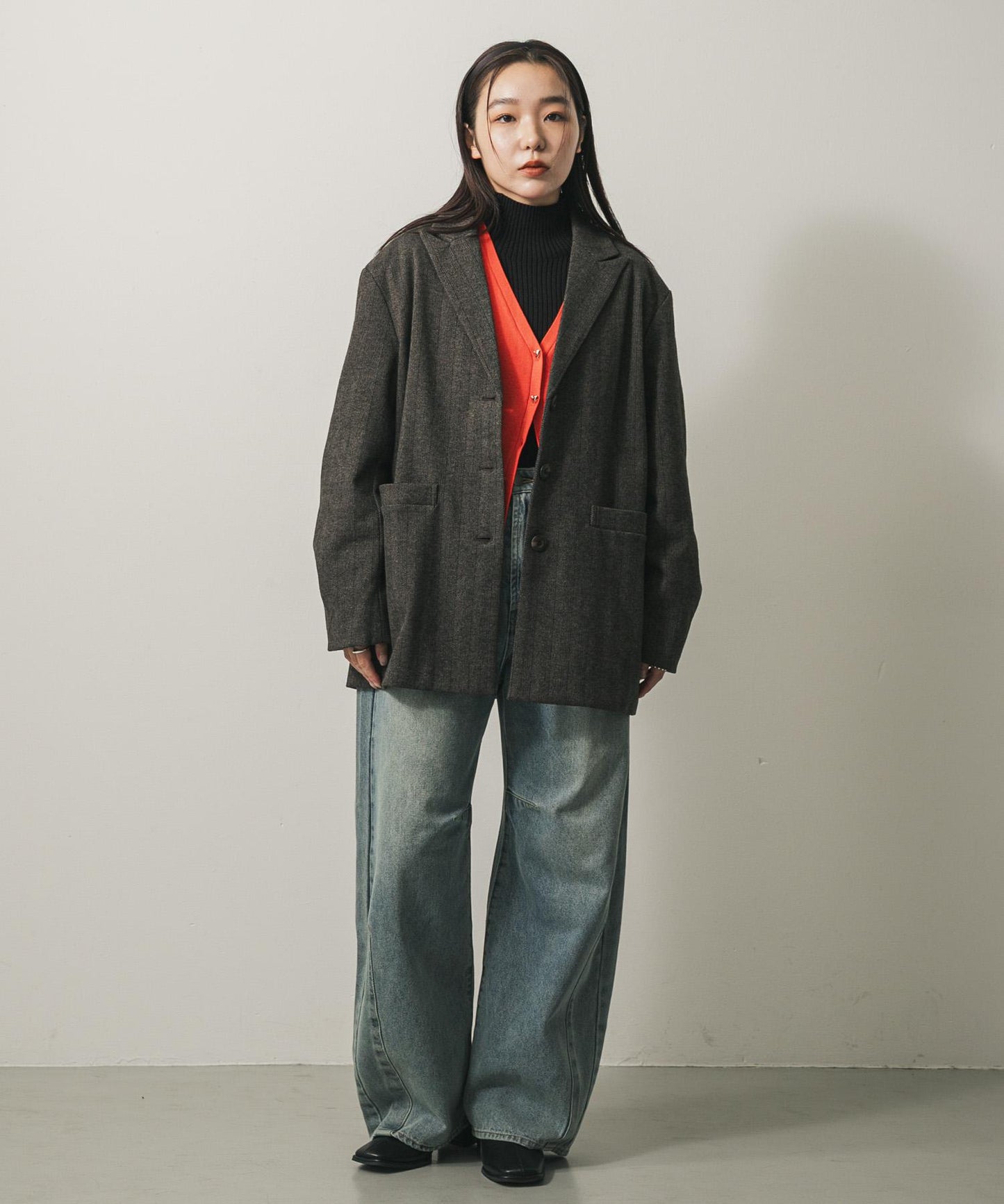 針織羊毛混紡西裝外套