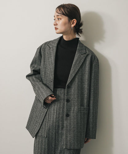 針織羊毛混紡西裝外套