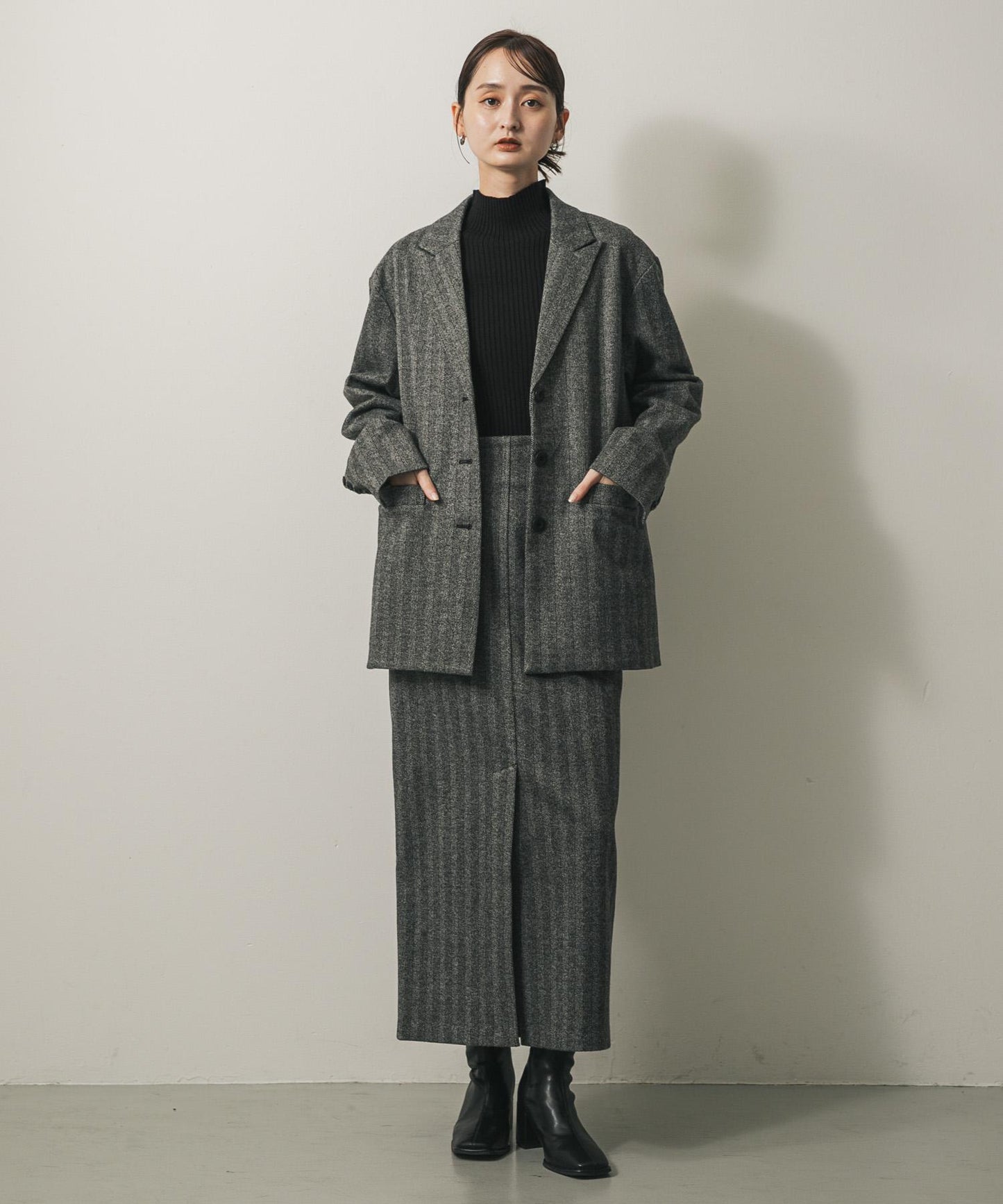 針織羊毛混紡西裝外套