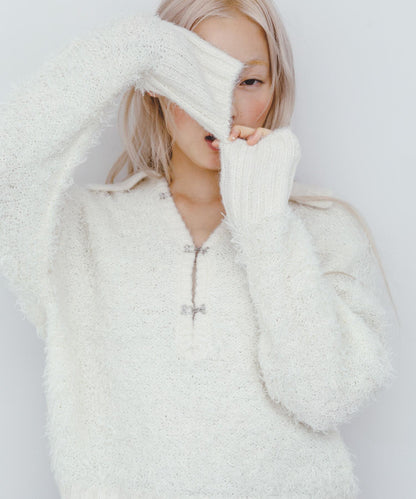 前扣泰迪熊針織衫