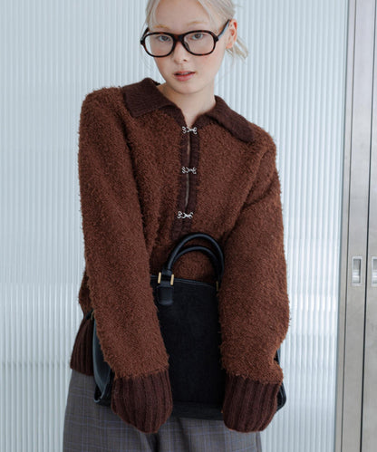 前扣泰迪熊針織衫