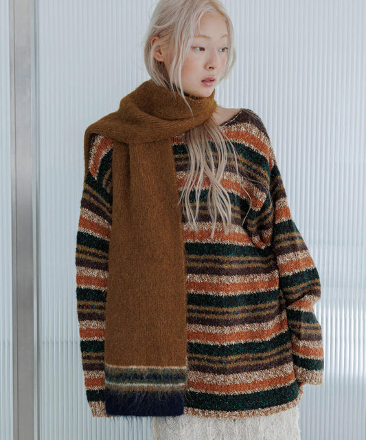 多色條紋寬鬆針織衫