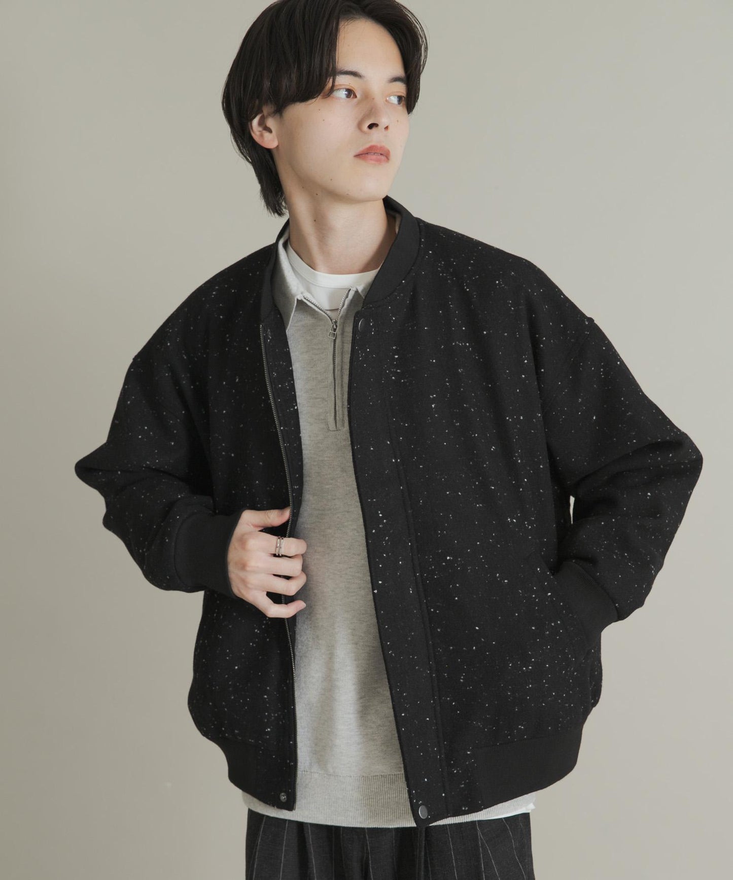 羊毛觸感雜色夾克