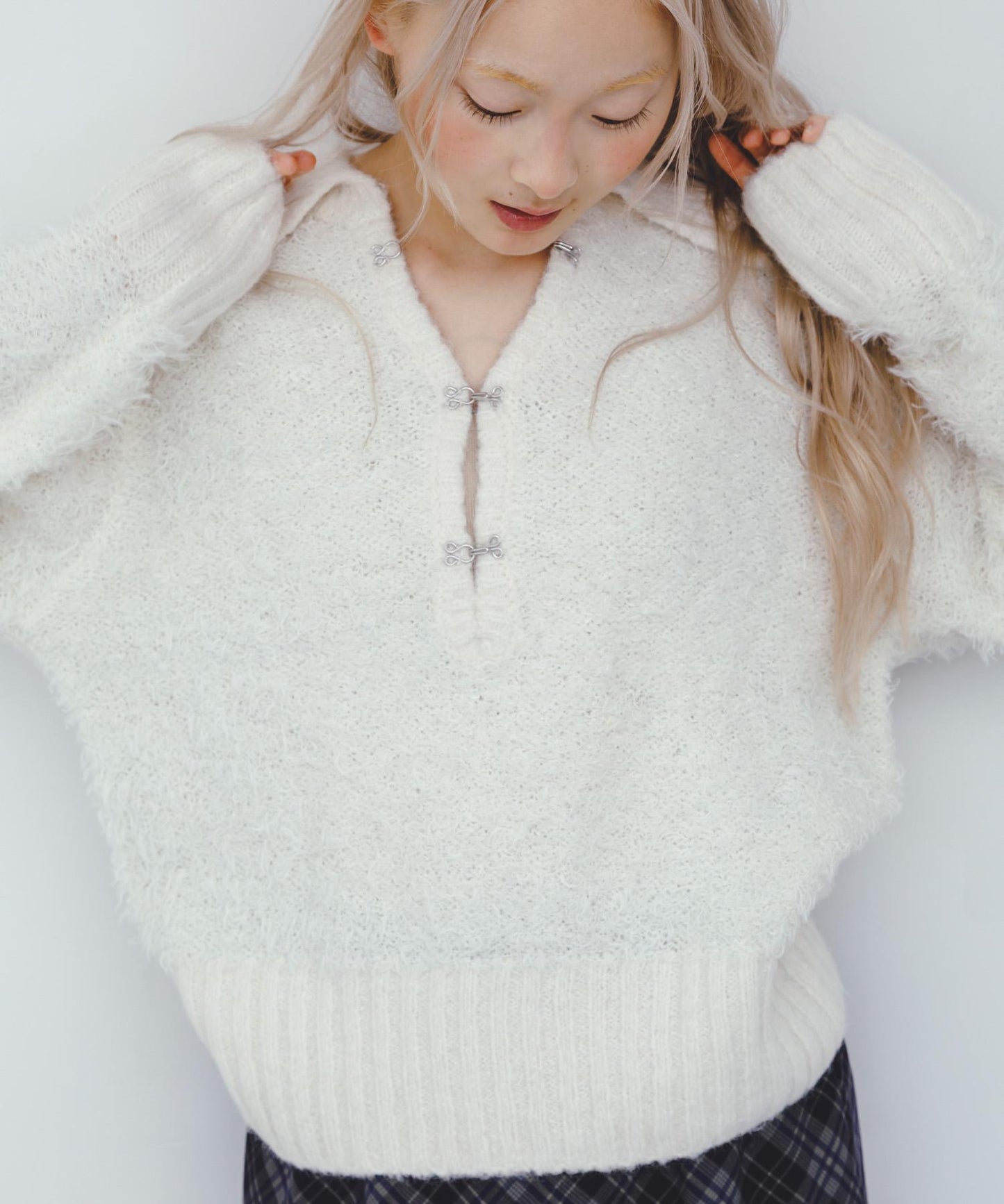 前扣泰迪熊針織衫