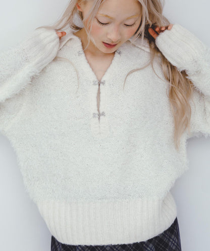 前扣泰迪熊針織衫