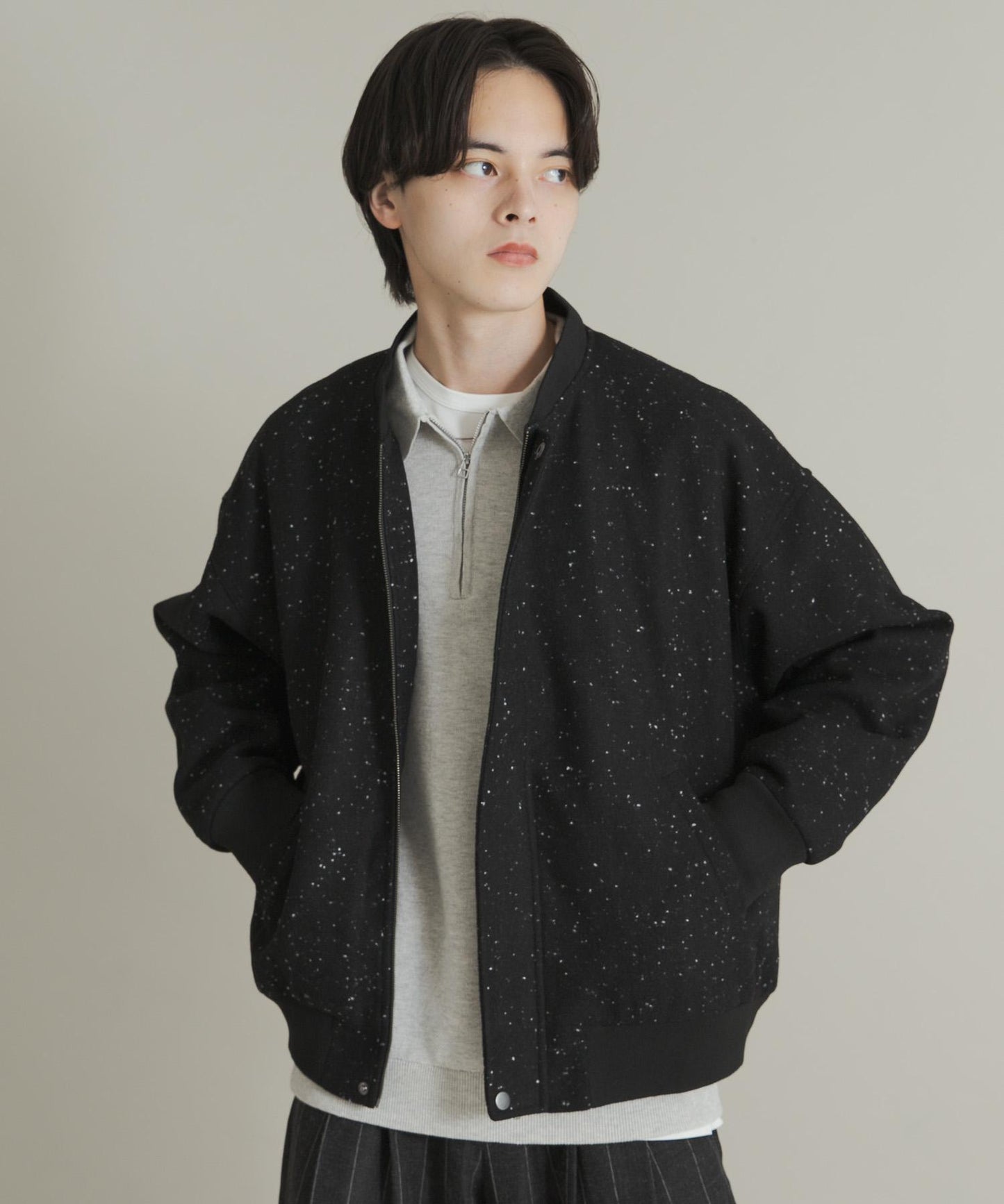 羊毛觸感雜色夾克