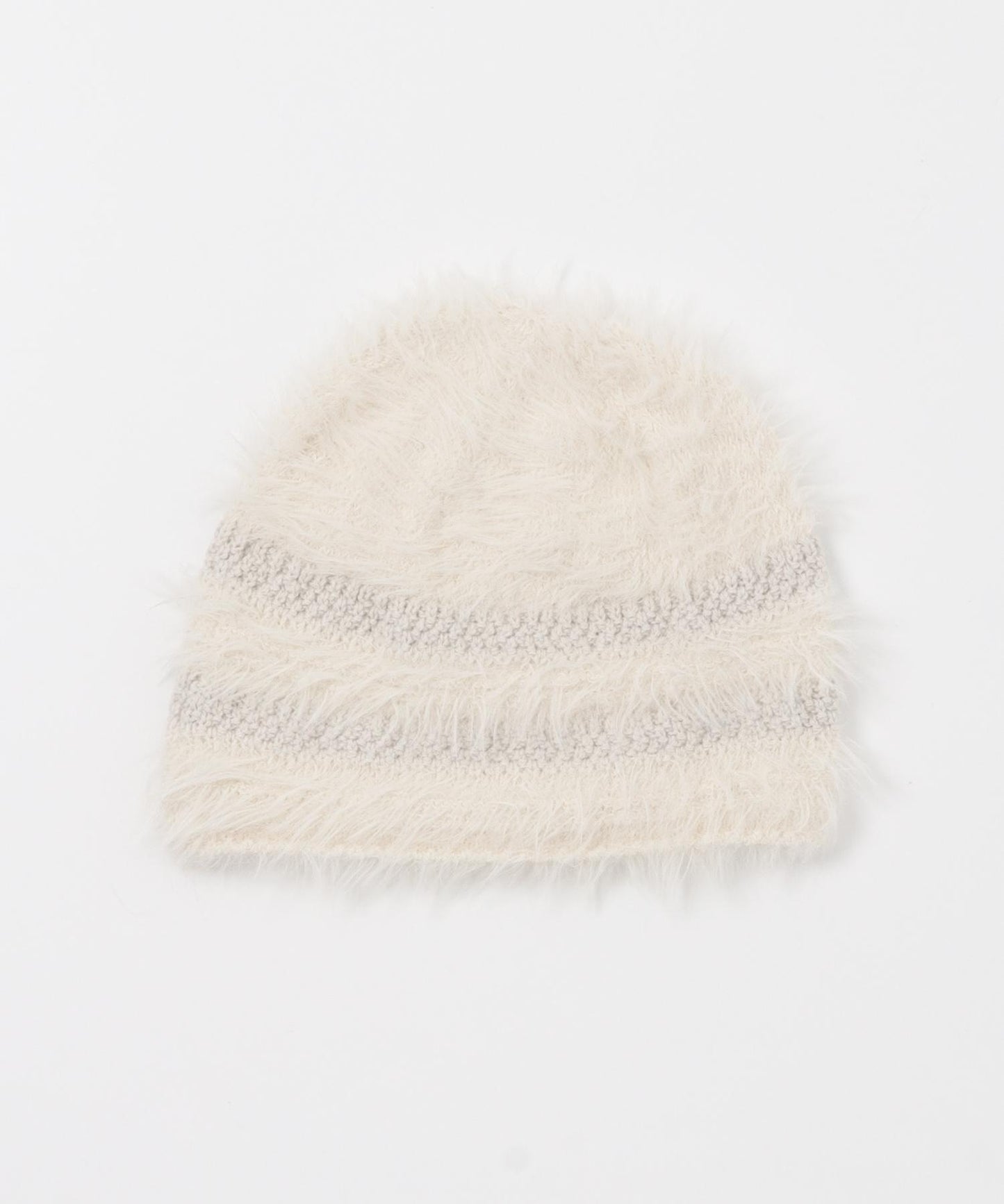 條紋設計長毛針織帽