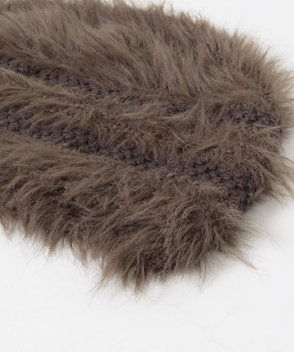 條紋設計長毛針織帽