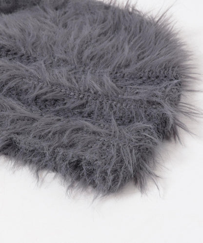 條紋設計長毛針織帽