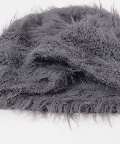 條紋設計長毛針織帽