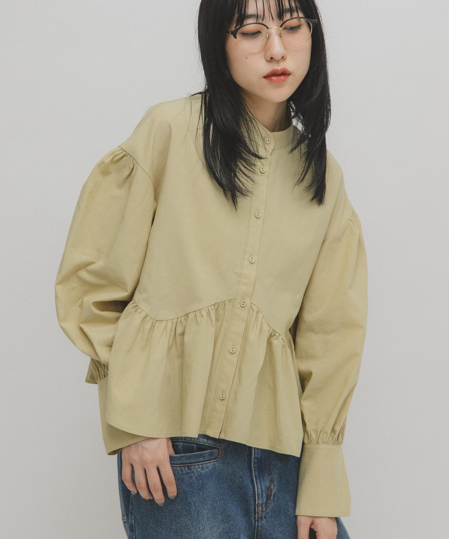 不對稱拼接襯衫