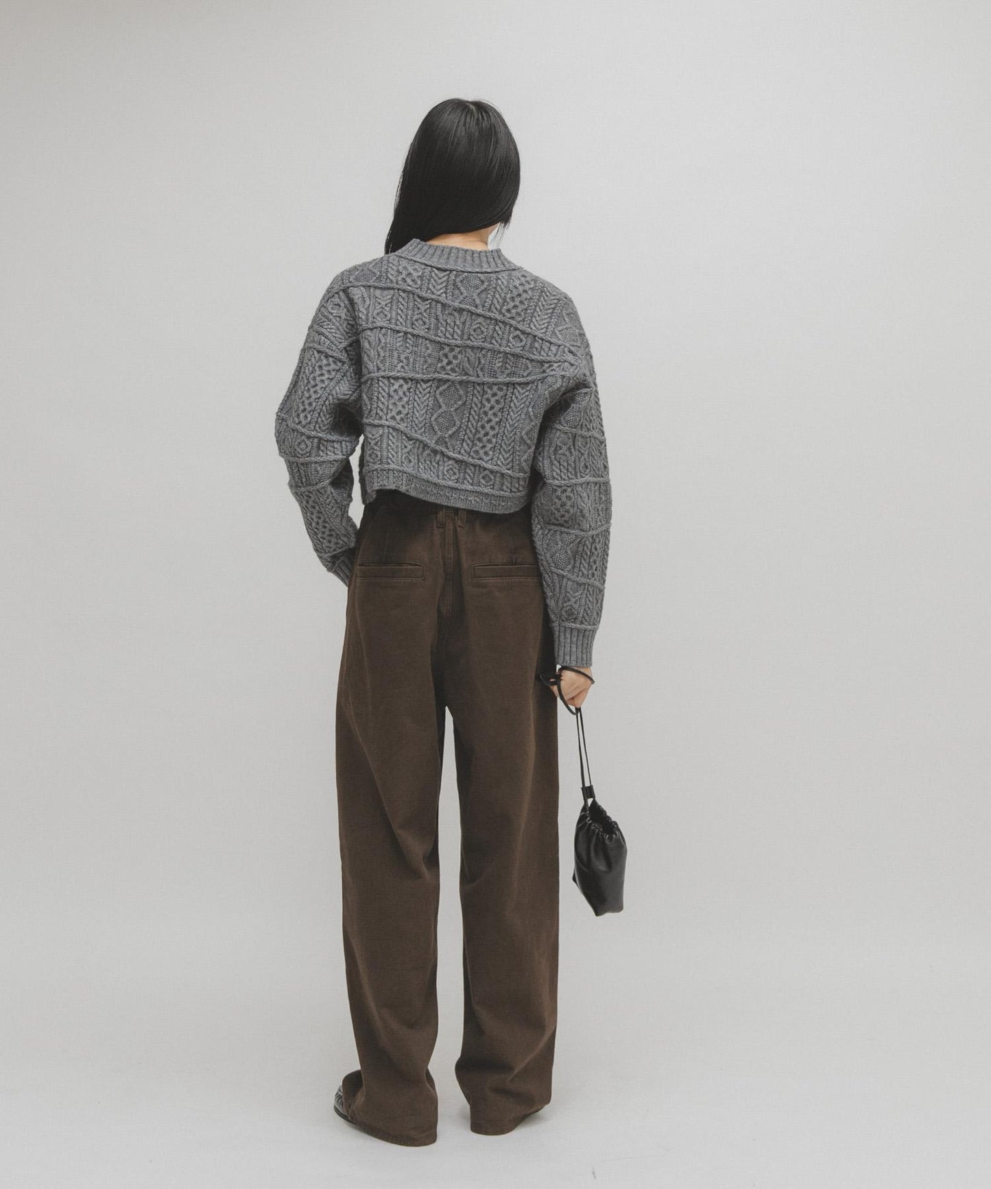 荷葉邊高腰斜紋長褲