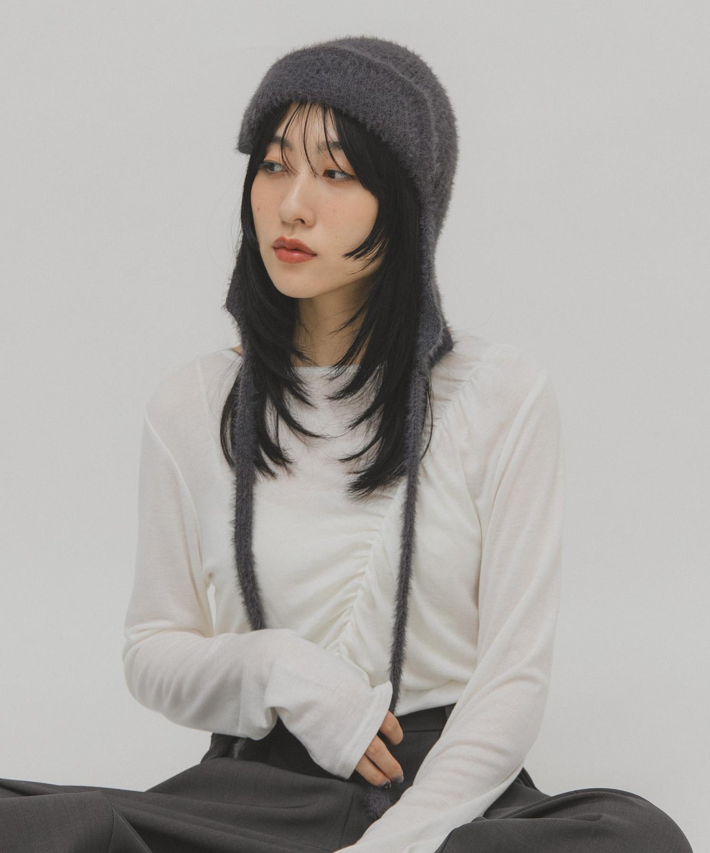 毛邊飛行員針織帽