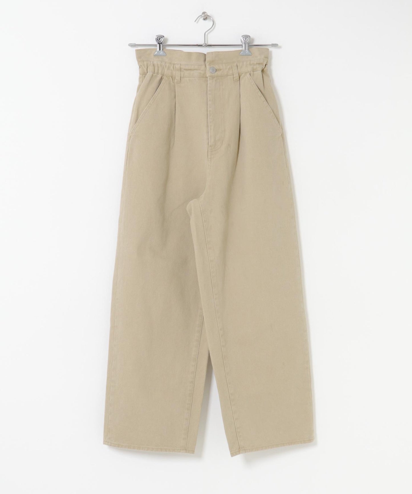 荷葉邊高腰斜紋長褲