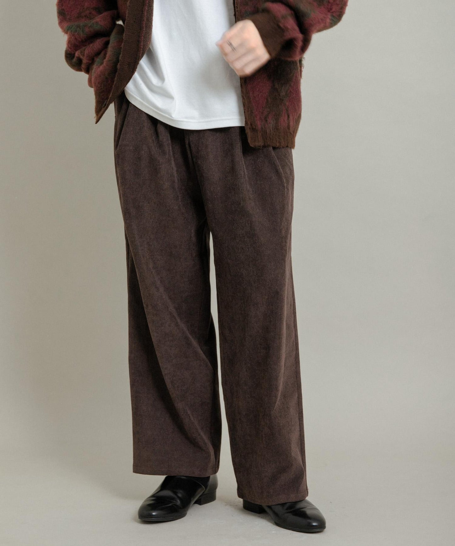 拼接燈芯絨寬鬆休閒褲