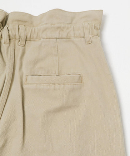 荷葉邊高腰斜紋長褲