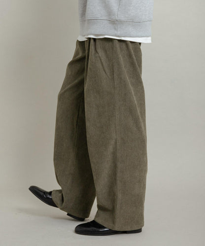 拼接燈芯絨寬鬆休閒褲