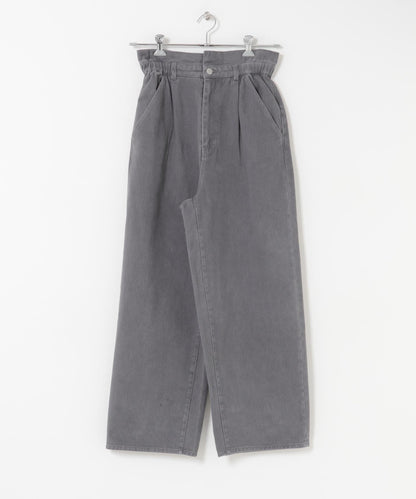 荷葉邊高腰斜紋長褲