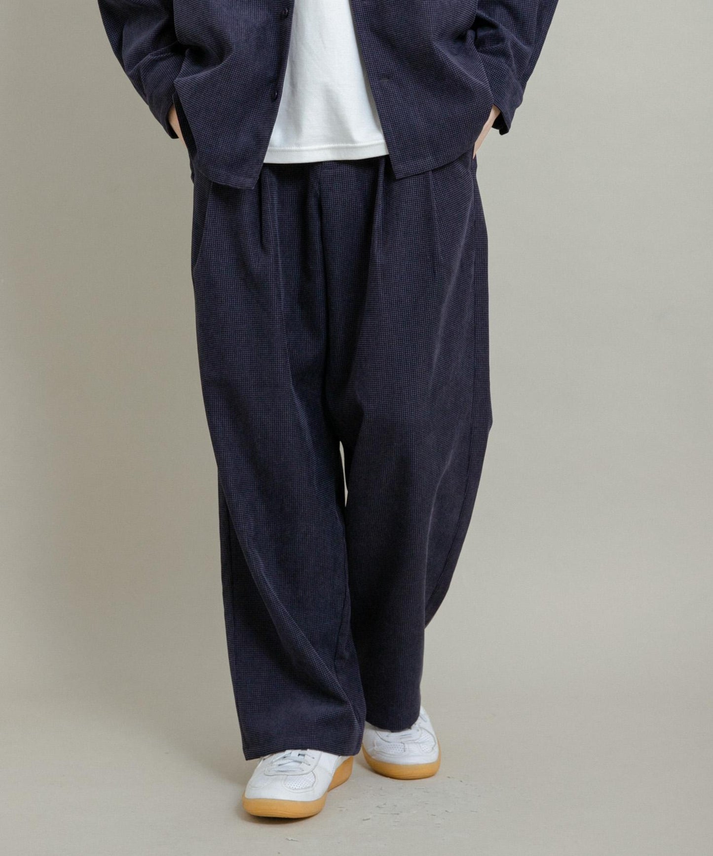 拼接燈芯絨寬鬆休閒褲