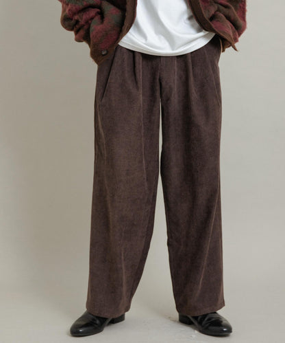 拼接燈芯絨寬鬆休閒褲