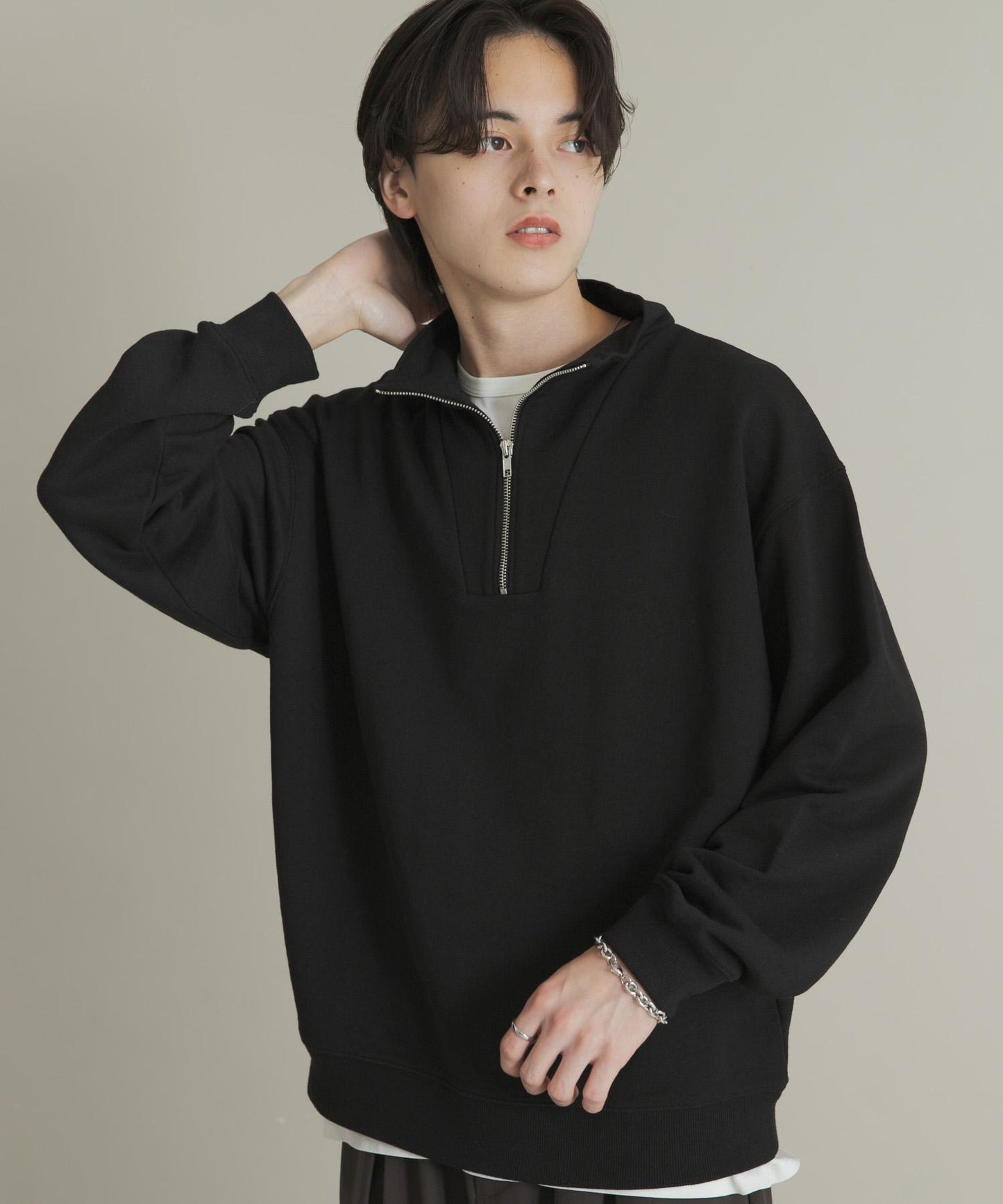 部分網絡限定色半拉鍊長袖衛衣