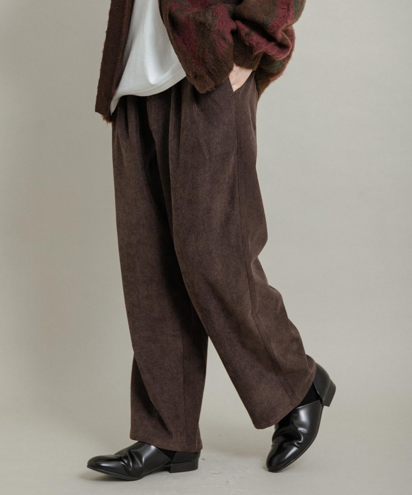 拼接燈芯絨寬鬆休閒褲