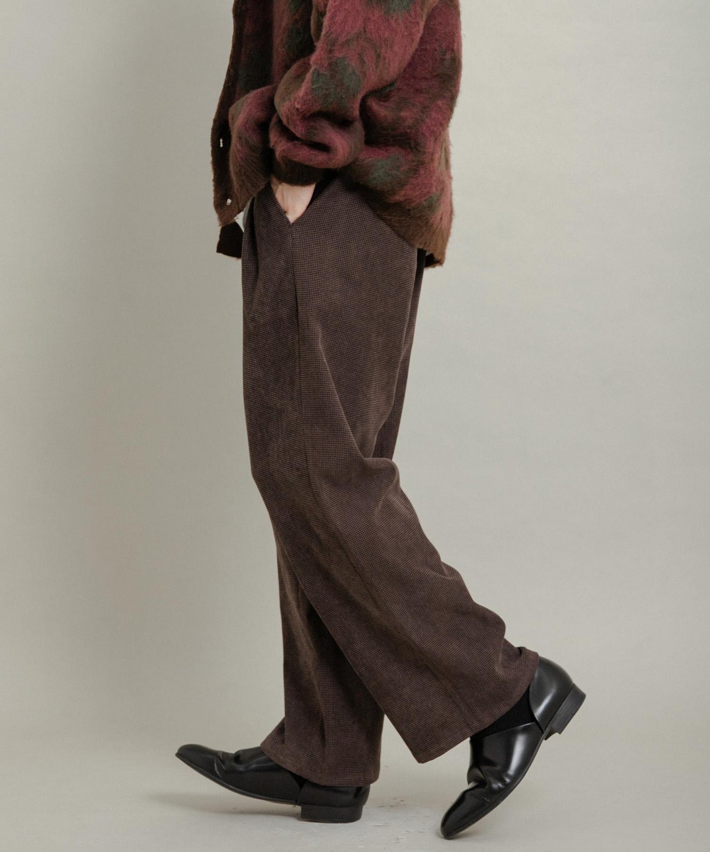 拼接燈芯絨寬鬆休閒褲