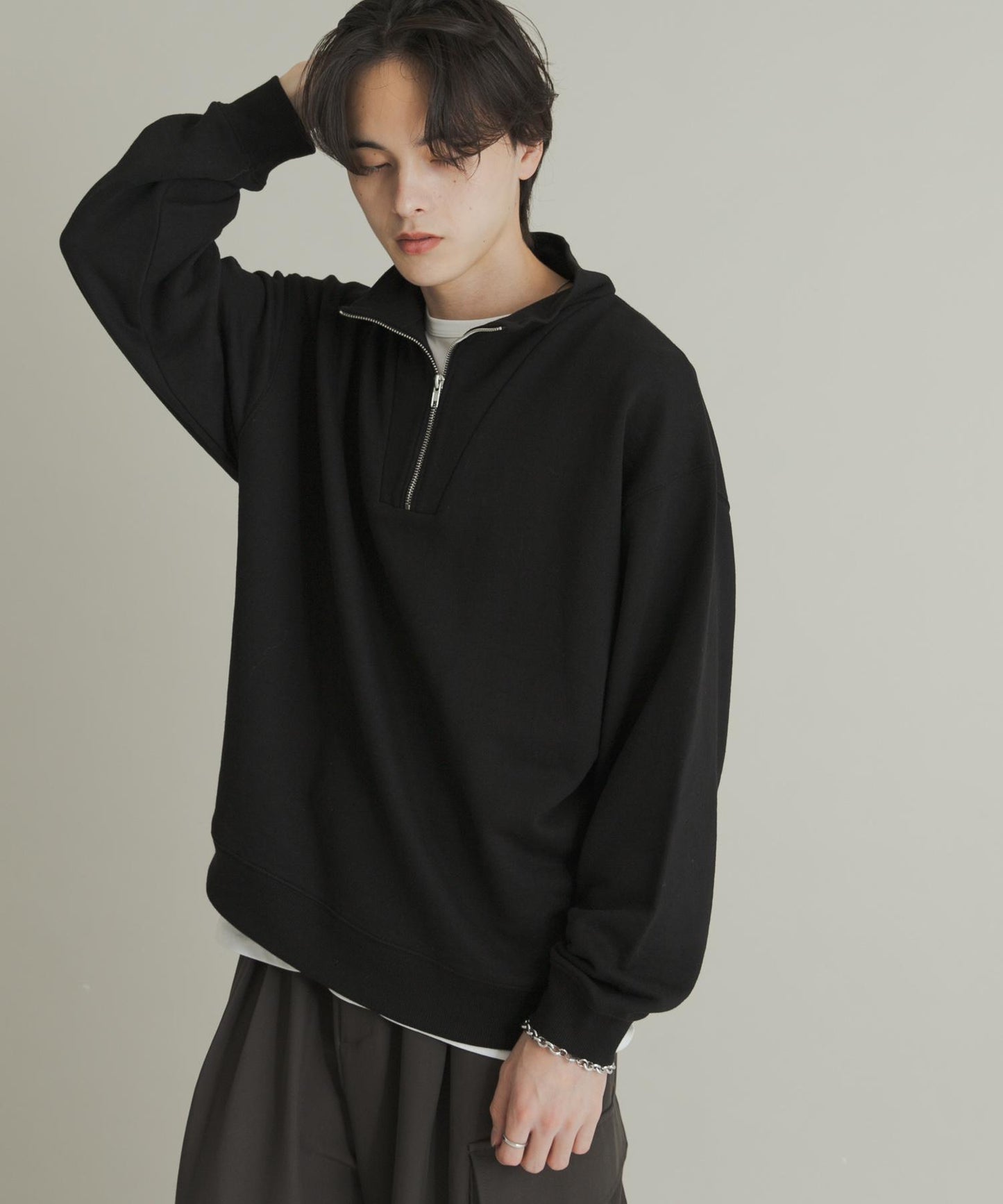 部分網絡限定色半拉鍊長袖衛衣