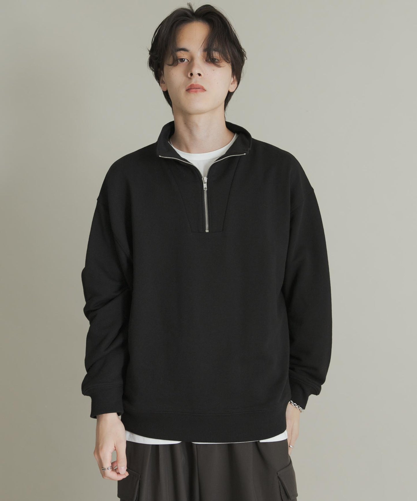 部分網絡限定色半拉鍊長袖衛衣