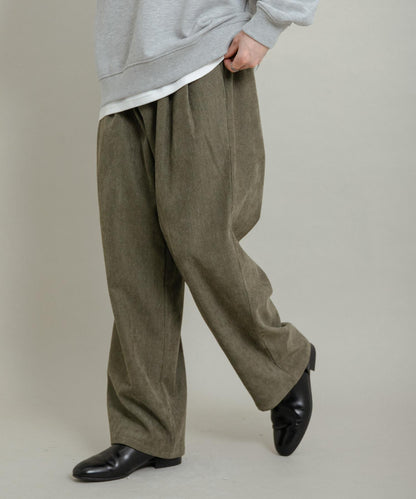 拼接燈芯絨寬鬆休閒褲