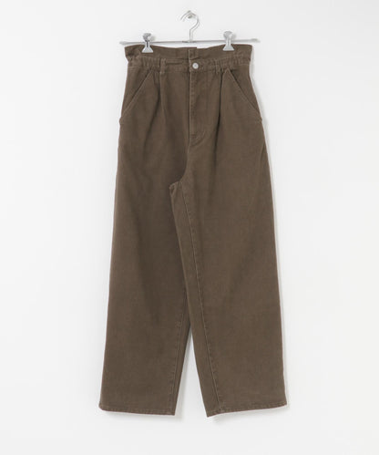 荷葉邊高腰斜紋長褲